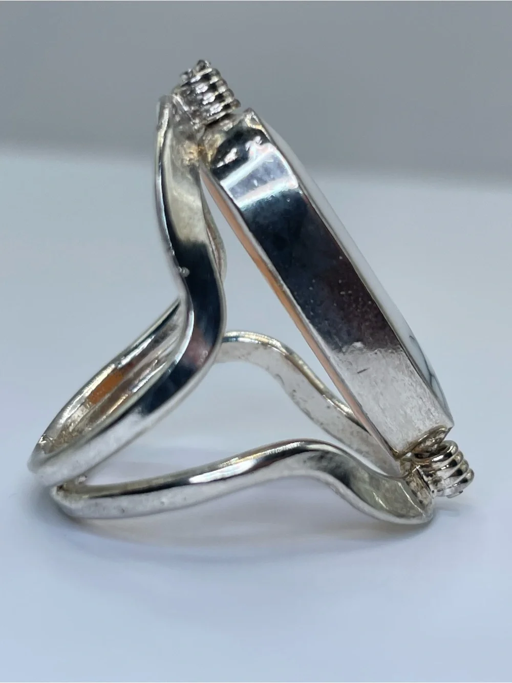 Vintage Signed Mexico Reversible Magnesite Orange Jasper Ring Sz 7 Southwestern